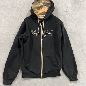 Fox Racing‎ Girl Hoodie Medium Full Zip Black Y2K Hood